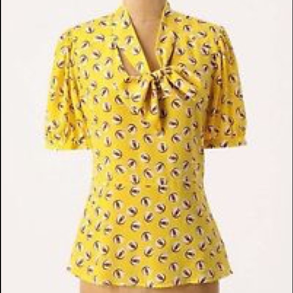 Anthropologie Tops - Anthropologie Lemon Liftoff Blouse, Owl Print